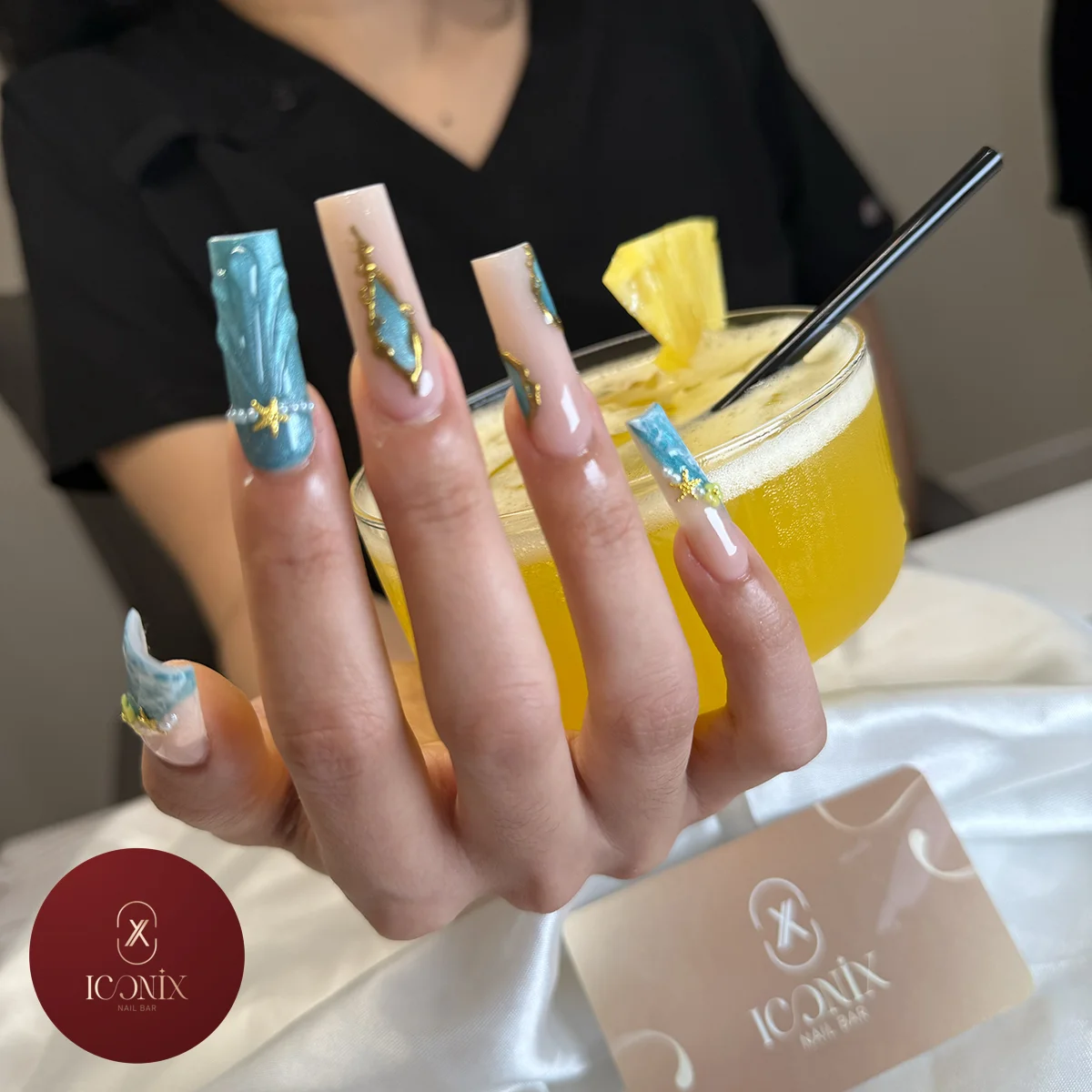 Luxury nail design with detailed polish work at Iconix Nail Bar