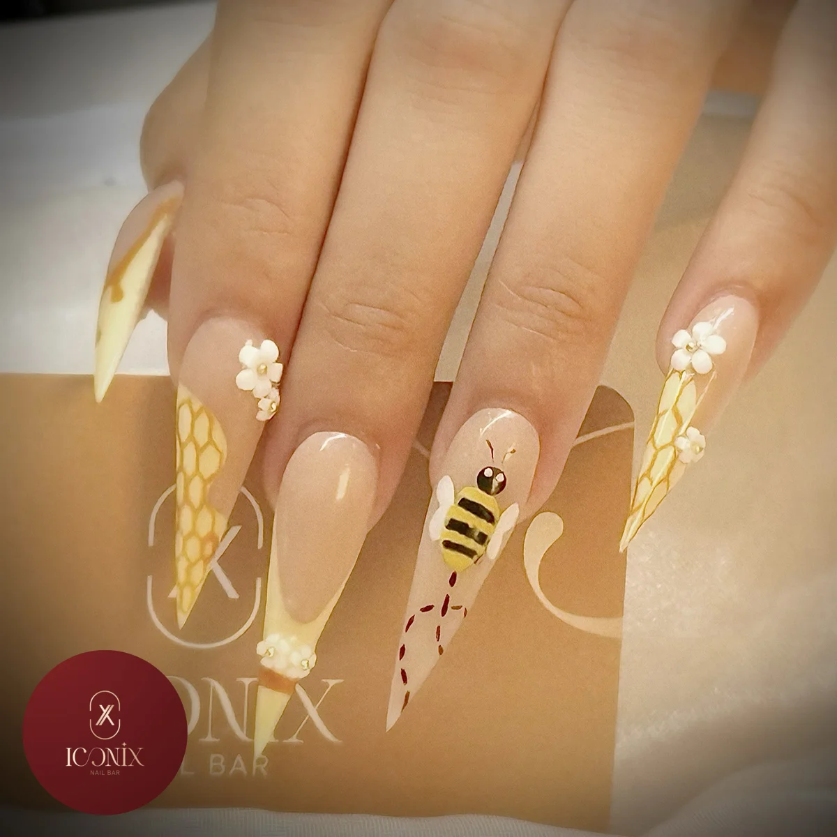 Custom nail art set created at Iconix Nail Bar in Houston